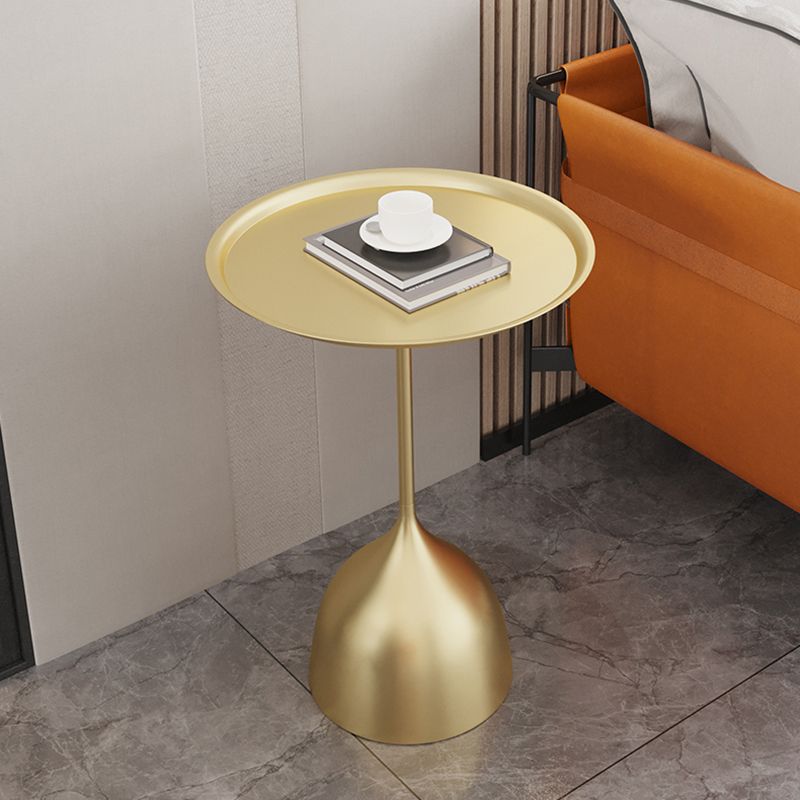 Contemporary Side Table Metal Pedestal Tray Top End Table for Living Room