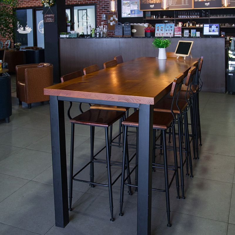 Destina di bistrot in stile industriale tavolo da pub rettangolo in legno massiccio in marrone