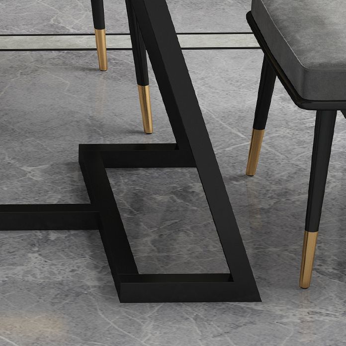 Set di dinette glam con sedie in metallo nero 1/2/5/7 pezzi Set da pranzo lucido