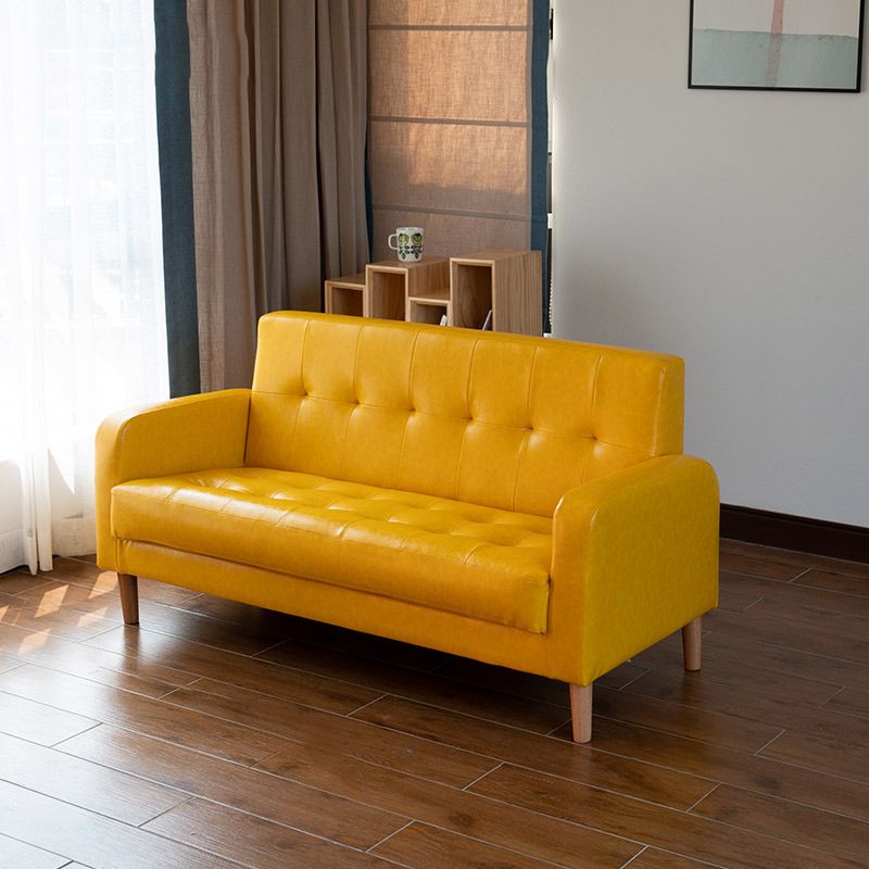 モダンなシングルクッションシートソファチュートバックフェイクレザーソファ