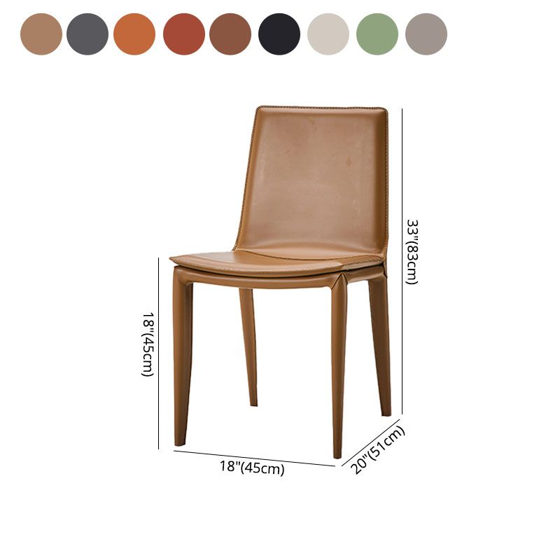 Contemporary Style Leather Dining Chairs Armless Solid Back Side Chairs (Set of 2) Clearhalo ' kitchen&dining_furn' 'Dining Chairs' 'Dining Tables & Seating' 'dining_chair' 'furn' 'furn_dining_chair' 'Furniture' 'furniture_dining_chair' 'Kitchen & Dining Furniture' 'kitchen' 1200x1200_69a5ff8c-d1e7-4956-9704-0616927f7b82