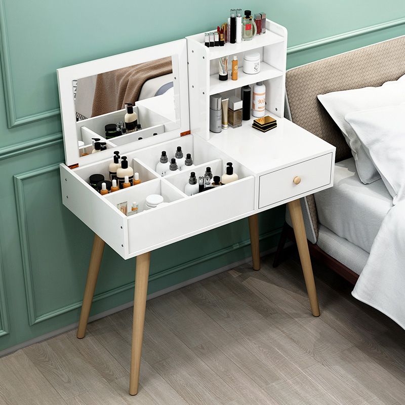 Modern Wood Flip-top Vanity Set 29.53" H Vanity Desk in White Clearhalo 'Bedroom Furniture' 'furn' 'furn_makeup_vanities' 'Furniture' 'Makeup Vanities' 'makeup_vanities' 1200x1200_69a63339-683b-4b7e-941d-ddaf66567ae0