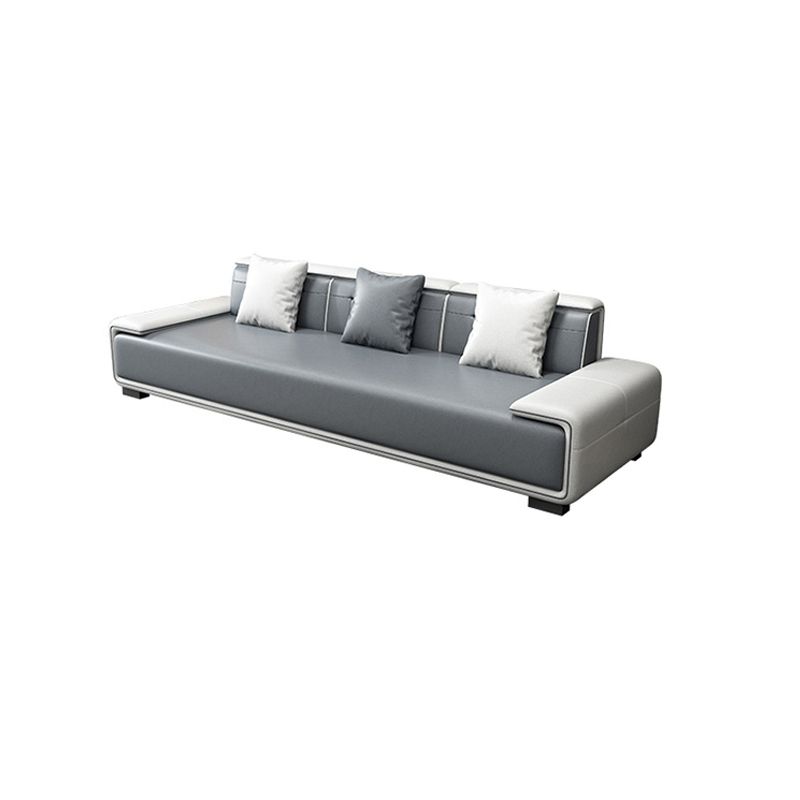 29"H Scandinavian Sectional Sofa Leather Grey Sectionals with Bostol Pillows Clearhalo 'furn' 'furn_sectionals' 'Furniture' 'Living Room Furniture' 'Sectionals' 1200x1200_69a6c471-695b-4b32-a9bd-cfd4427bff24
