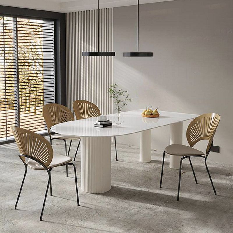 Metal and Stone Table Glam Style Minimalist Home Freeform Dining Table Clearhalo 'Dining Tables & Seating' 'Dining Tables' 'dining_table' 'furn' 'furn_dining_table' 'Furniture' 'Kitchen & Dining Furniture' 1200x1200_69a7b853-0fa1-4273-b008-ae9681566db8