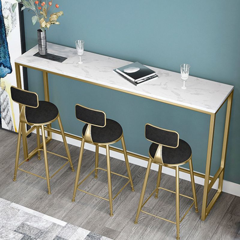 Mesa de bar rectangular de color blanco Mesa de bar de mármol sintético estilo Glam