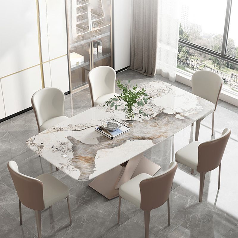 Modern Style Sintered Stone Dining Table Set 1/2/5/7 Pieces Dining Set for Home Use Clearhalo 'Dining Room Sets' 'Dining Tables & Seating' 'dining_room_set' 'furn' 'furn_dining_room_set' 'Furniture' 'Kitchen & Dining Furniture' 1200x1200_69aa59fc-e17e-42ae-aa02-a55f8011069e