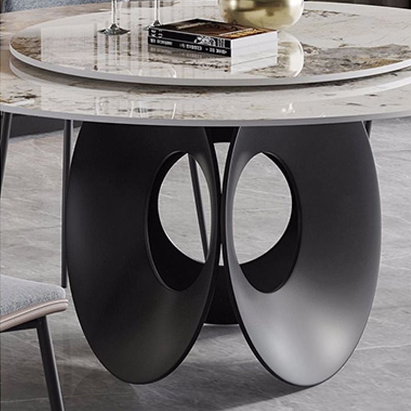 Contemporary Round Dining Table Steel Pedestal Base Table for Dining Room Clearhalo 'Dining Tables & Seating' 'Dining Tables' 'dining_table' 'furn' 'furn_dining_table' 'Furniture' 'Kitchen & Dining Furniture' 1200x1200_69ae00d9-60a7-45da-847f-49fd230384f7