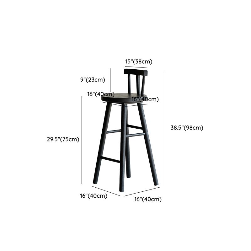 Taburete de bar de estilo moderno, taburete de bar de madera maciza negra para interior