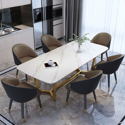 Modern 1/2/5/6/7 Pieces Dining Set Rectangle Stone Dining Table Set for Home Clearhalo 'Dining Room Sets' 'Dining Tables & Seating' 'dining_room_set' 'furn' 'furn_dining_room_set' 'Furniture' 'Kitchen & Dining Furniture' 1200x1200_69ae8e95-f291-46a6-a136-7c581db56dae