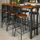 Table de bar de style industriel Table de pub de bistro en bois massif en fer noir