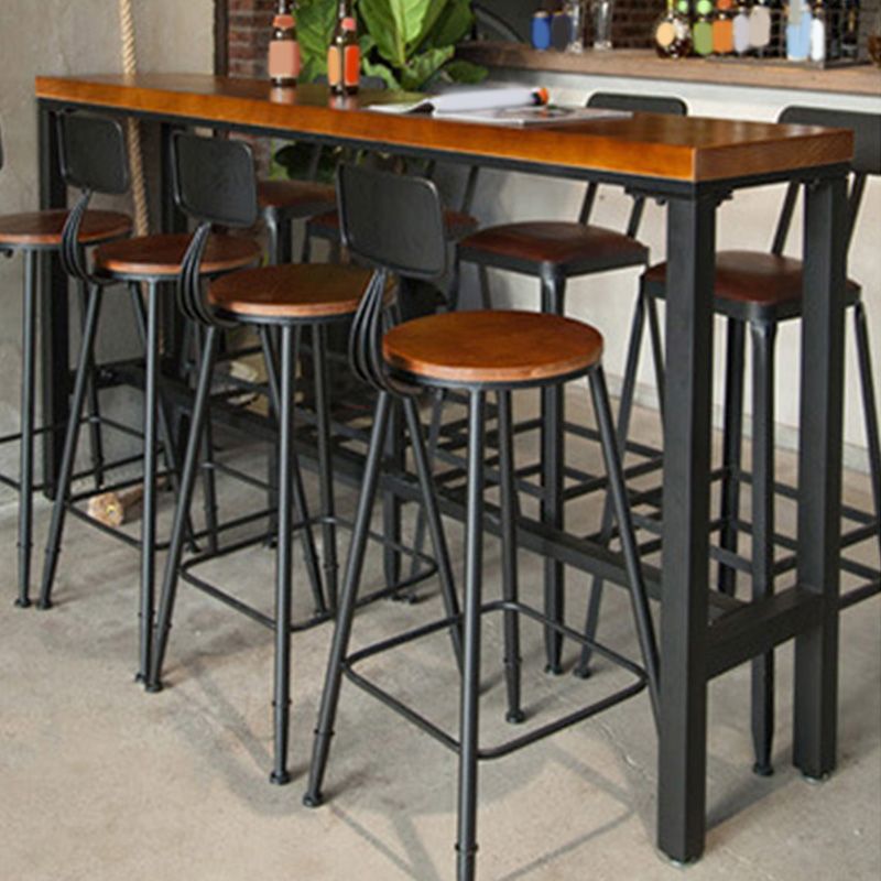 Table de bar de style industriel Table de pub de bistro en bois massif en fer noir