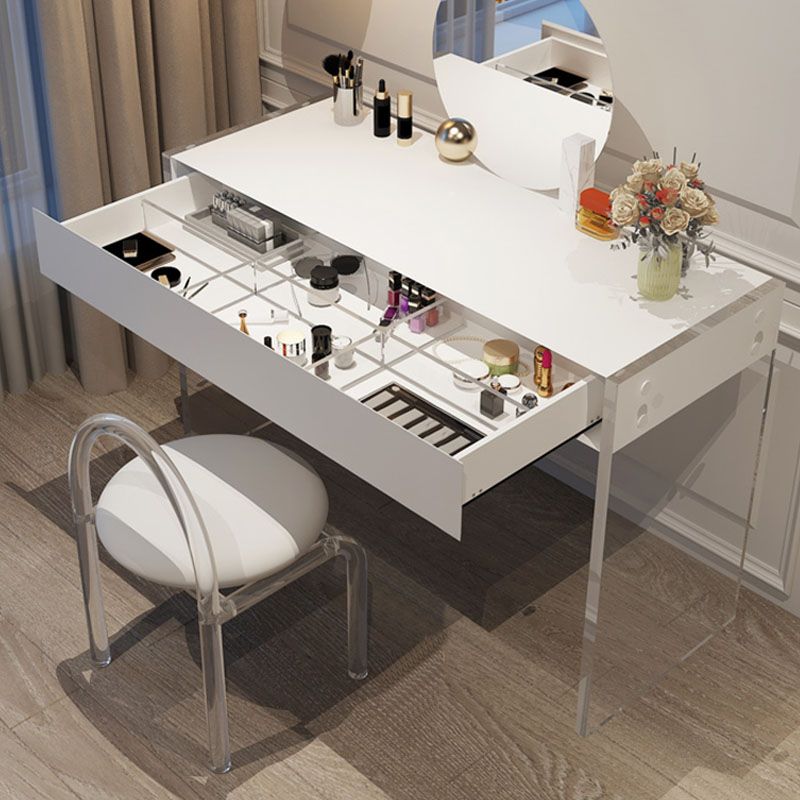 Moderne technische Holz -Make -up -Schminktischhocker Schwarz/ Weiß