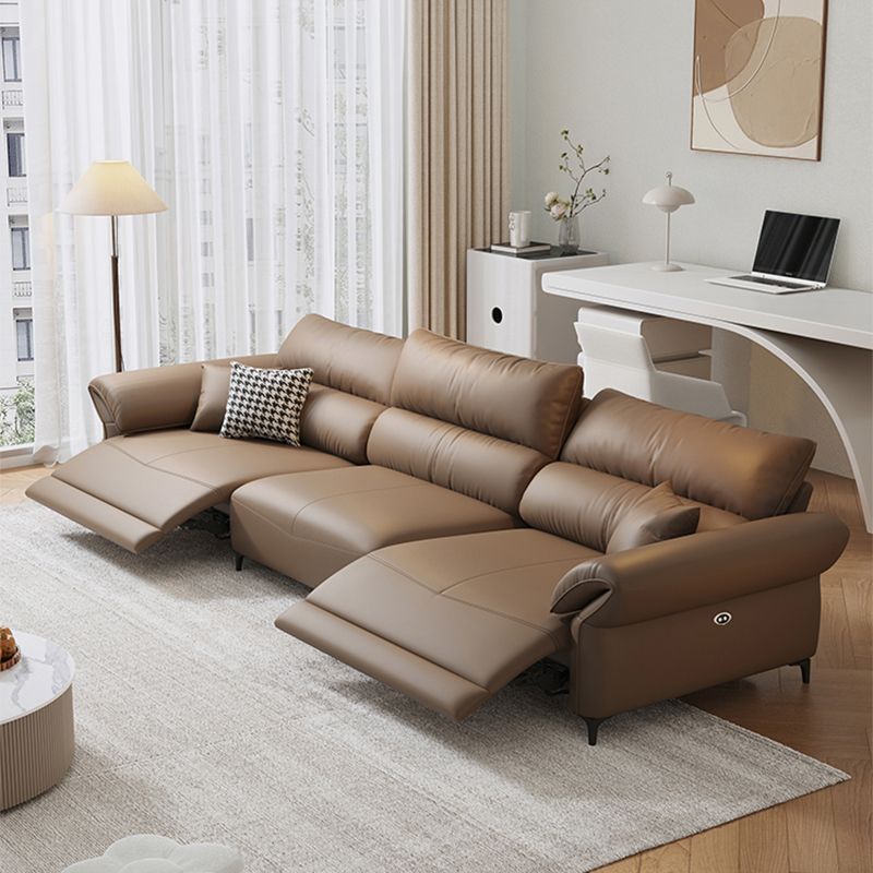 Pillow Top Arm Power - Push Button Scratch Resistant Genuine Leather Sofa