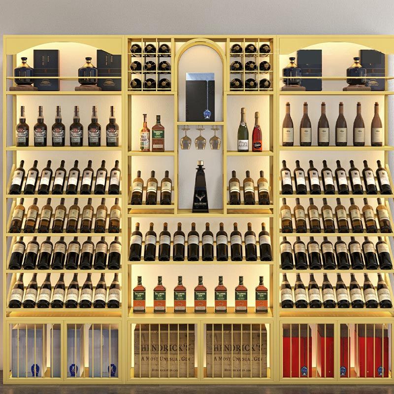 Glam Metal Wine Bottle Rack Floor Bottle Holder for Living Room Clearhalo 'furn' 'furn_wine_racks' 'Furniture' 'Kitchen & Dining Furniture' 'Wine Racks' 'wine_racks' 1200x1200_69b66267-883f-41b8-a9c7-2c8a4b125d45