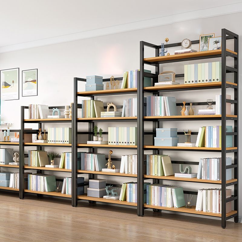 Modern Black Open Back Shelf Bookkast planken opgenomen voor thuiskantoor