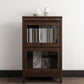 Espresso Shelf Bookcase Modern & Contemporary Bookshelf with Doors for Study Room