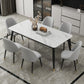 Contemporary Fixed Marble Dining Table Set with 4 Black Metallic Legs Kitchen Dining Set Clearhalo 'Dining Room Sets' 'Dining Tables & Seating' 'dining_room_set' 'furn' 'furn_dining_room_set' 'Furniture' 'furniture_dining_room_set' 'Kitchen & Dining Furniture' 'kitchen&dining_furn' 'kitchen' 1200x1200_69b8c8e0-7ca4-4497-9b59-5c770122f595