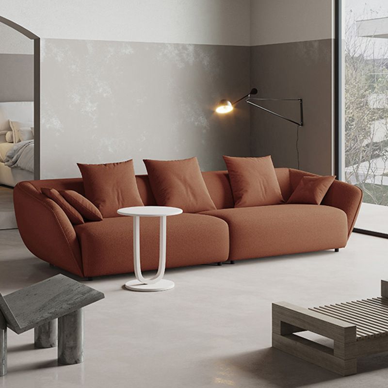 Contemporary Wool Sofa 28.35-In H Sloped Arm Seating with Pillows