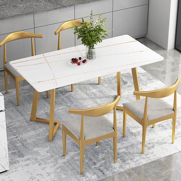 Rectangle Glam Style Dining Table Double Pedestal Table with Sintered Stone Clearhalo ' dining_table' 'Dining Tables & Seating' 'Dining Tables' 'furn' 'furn_dining_table' 'Furniture' 'furniture_dining_table' 'Kitchen & Dining Furniture' 'kitchen&dining_furn' 'kitchen' 'kitchen_dining_table' 1200x1200_69bef203-3cbb-41ed-a9ef-79a48f6bd82a