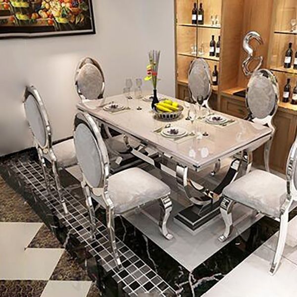 Mesa de comedor de mármol de estilo moderno juego blanco 1/4/5/6/7 piezas de comedor para uso en el hogar