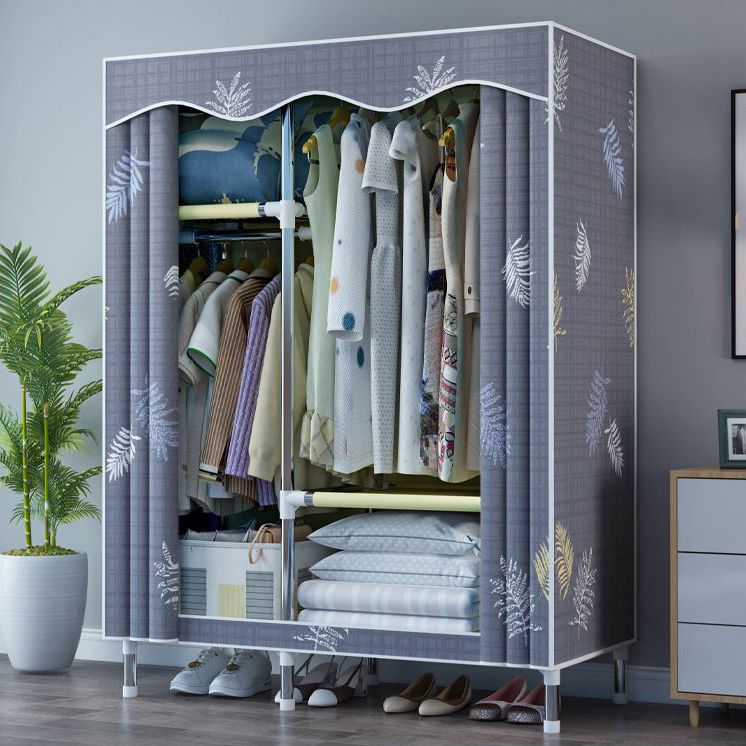 Modern Style Wardrobe Metal 1-Door Wardrobe Closet with Cloth Rod Clearhalo 'Armoires & Wardrobes' 'armoires_wardrobes' 'Bedroom Furniture' 'furn' 'furn_armoires_wardrobes' 'Furniture' 1200x1200_69bf4a57-d6aa-4290-8dfc-0be2cd6ceb96