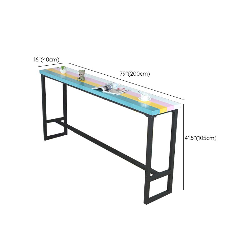 Table de bar moderne à hauteur de bar, plateau en bois massif, table de bistro avec base en métal