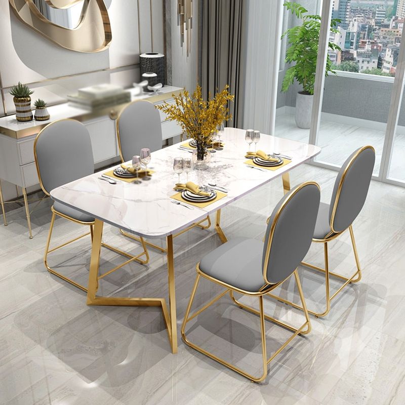 Glam 1/4/5 Pieces Dining Set Rectangle Sintered Stone Dining Table for Home Use Clearhalo 'Dining Room Sets' 'Dining Tables & Seating' 'dining_room_set' 'furn' 'furn_dining_room_set' 'Furniture' 'furniture_dining_room_set' 'Kitchen & Dining Furniture' 'kitchen&dining_furn' 'kitchen' 1200x1200_69c12b0d-aa4f-405b-b3ce-8301aff90e22
