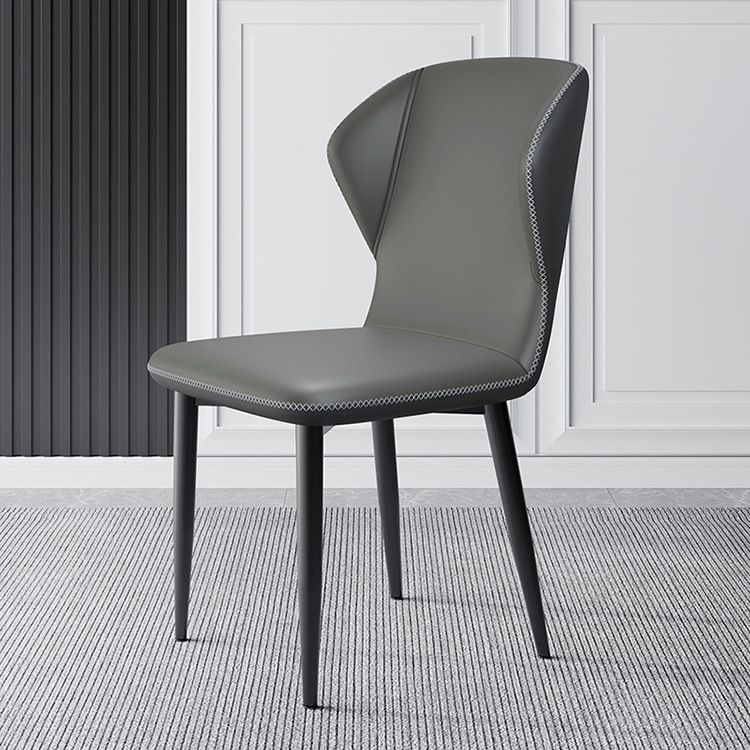 Contemporary Parsons Side Chair Matte Finish Leather Curved Chair for Brasserie Clearhalo ' kitchen&dining_furn' 'Dining Chairs' 'Dining Tables & Seating' 'dining_chair' 'furn' 'furn_dining_chair' 'Furniture' 'furniture_dining_chair' 'Kitchen & Dining Furniture' 'kitchen' 1200x1200_69c18f2c-8e0e-42d0-abad-3d69683a7715