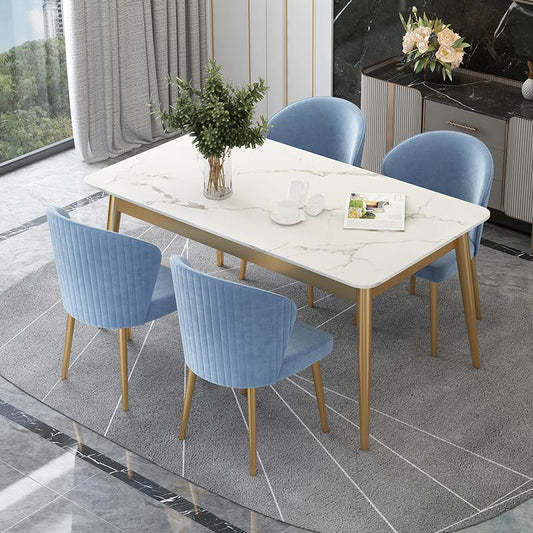 Contemporary Rectangle Shape Standard Dining Set Sintered Stone Kitchen Dining Set in White Clearhalo 'Dining Room Sets' 'Dining Tables & Seating' 'dining_room_set' 'furn' 'furn_dining_room_set' 'Furniture' 'furniture_dining_room_set' 'Kitchen & Dining Furniture' 'kitchen&dining_furn' 'kitchen' 1200x1200_69c1d64b-faf3-49fd-8e5d-8cb359cd8c9b
