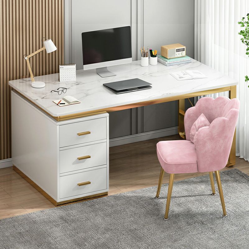 Contemporary White Office Desk Rectangular Writing Desk for Bedroom Clearhalo 'furn' 'furn_office_desk' 'Furniture' 'Office Desks' 'Office Furniture' 'office_desk' 1200x1200_69c28deb-6f4b-49a7-8117-3bdda2e4c83d