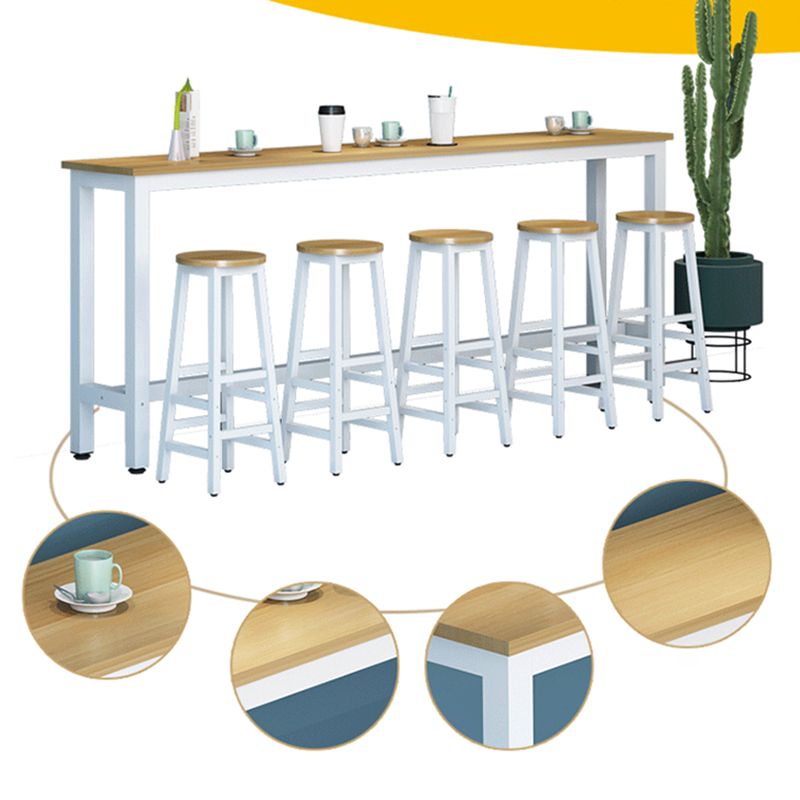 Modern Artificial Wood Bar Table Rectangle Table Metal Base for Cafe Clearhalo 'Bar Furniture' 'furn' 'furn_home_bar_bar_sets' 'Furniture' 'Home Bars & Bar Sets' 'home_bar_bar_sets' 'Kitchen & Dining Furniture' 1200x1200_69c2a113-6cca-47f3-9fa3-2ddfa3631687