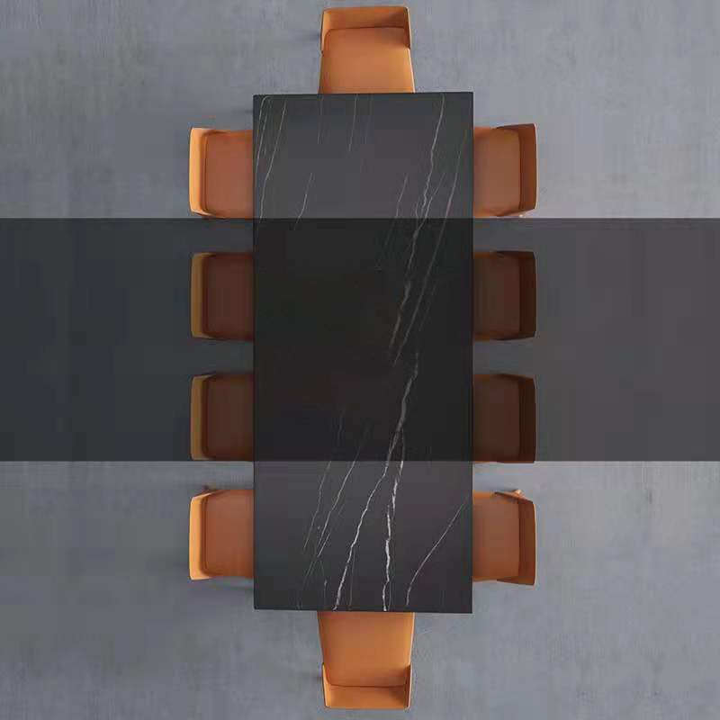 Modern Sintered Stone Black Dining Table Set with Rectangle Table and Metal Base Formal Dining Set Clearhalo 'Dining Room Sets' 'Dining Tables & Seating' 'dining_room_set' 'Furniture' 'furniture_dining_room_set' 'Kitchen & Dining Furniture' 'kitchen&dining_furn' 'kitchen' 1200x1200_69c34185-15b0-4b9c-86fe-25da4633a5da