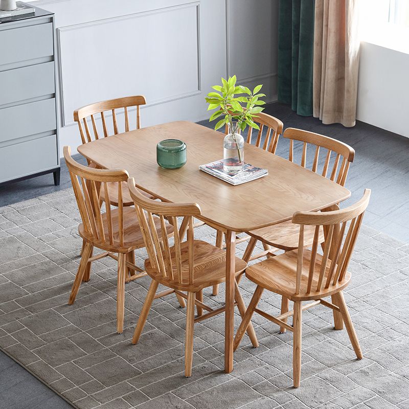 Modern Ash Wood Kitchen Table for Restaurant Rectangle Dining Table with 4 Legs Clearhalo 'Dining Tables & Seating' 'Dining Tables' 'dining_table' 'furn' 'furn_dining_table' 'Furniture' 'Kitchen & Dining Furniture' 1200x1200_69c36f34-6127-4ade-b960-1dfa6fbb318f