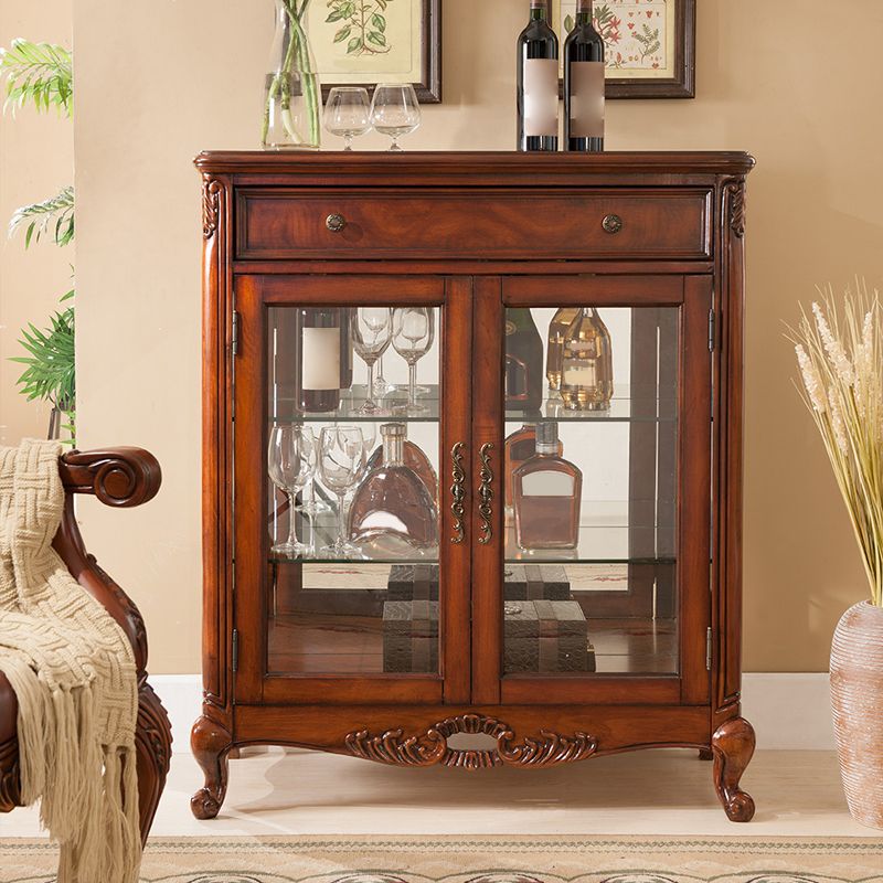 Traditional Birch Curio Cabinet Glass Doors Hutch Buffet with Doors Clearhalo 'Display & China Cabinets' 'display_china_cabinets' 'furn' 'furn_display_china_cabinets' 'Furniture' 'Kitchen & Dining Furniture' 1200x1200_69c5cf61-6b95-47a3-9fc1-f5a28c5765be