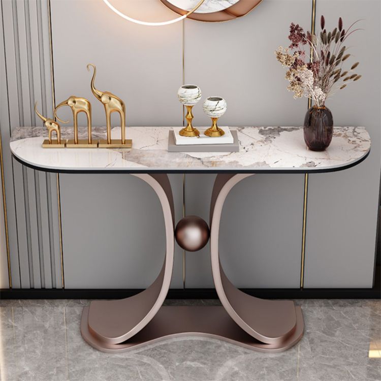 Tavolo console glam a mezza luna di divano console in pietra per hall