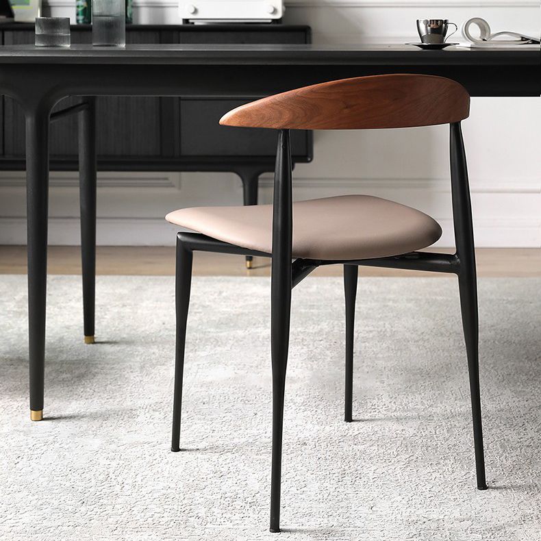 Faux Leather Stackable Side Chair Contemporary Open Back Dining Chair Clearhalo 'Dining Chairs' 'Dining Tables & Seating' 'dining_chair' 'furn' 'furn_dining_chair' 'Furniture' 'furniture_dining_chair' 'Kitchen & Dining Furniture' 1200x1200_69c778a1-bdf5-44da-bc3f-f5332df7f0b4