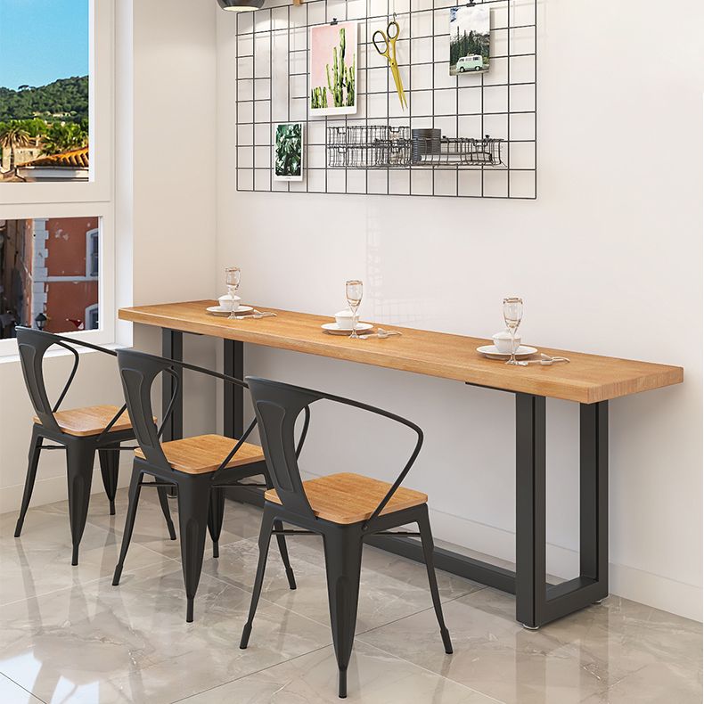 Industrial Trestle Base Dining Table Metal and Wood Dining Table Clearhalo 'Dining Tables & Seating' 'Dining Tables' 'dining_table' 'furn' 'furn_dining_table' 'Furniture' 'Kitchen & Dining Furniture' 1200x1200_69c9658c-5c61-4cd4-9b26-247a5f6755c7