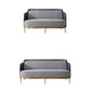 Modern Swallow Gird Sofa Fabric and Leather Sloped Arm Sofa in Blue