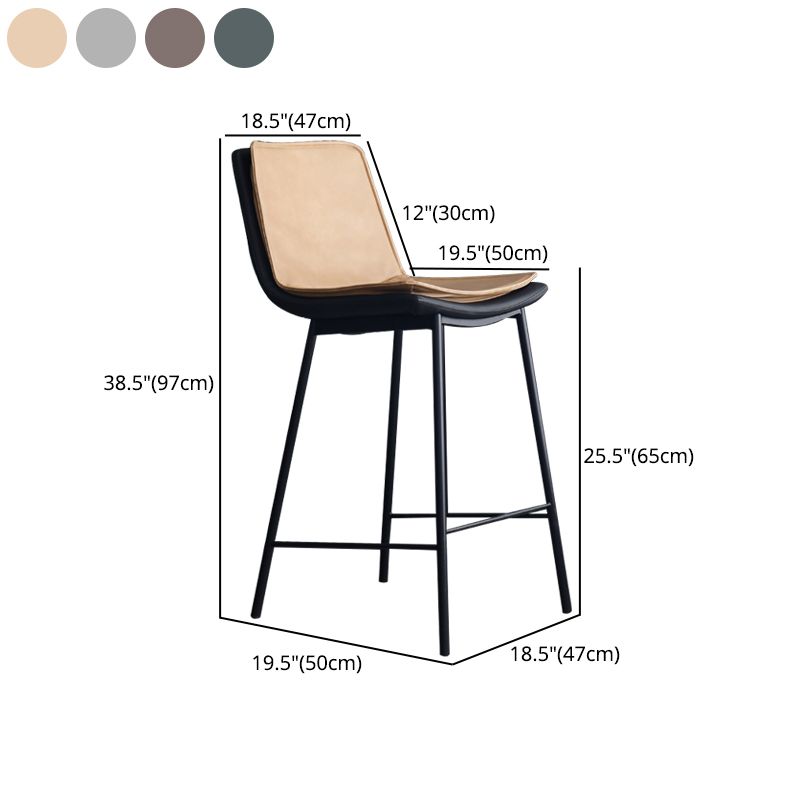 Industrial Leather Iron Counter Stools Low Back Bar Stools with Rectangle Seat Clearhalo 'Bar Furniture' 'Bar Stools' 'bar_stools' 'furn' 'furn_bar_stools' 'furniture_bar_stools' 'Kitchen & Dining Furniture' 'kitchen&dining_furn' 'kitchen' 'kitchen_furn' Furniture' 1200x1200_69ca246a-4750-49c3-b32d-57d8eae9f7e3