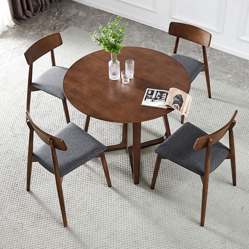Simple Walnut Ash Dining Table Double Solid Wood Pedestal Home Table Clearhalo 'Dining Tables & Seating' 'Dining Tables' 'dining_table' 'furn' 'furn_dining_table' 'Furniture' 'furniture_dining_table' 'Kitchen & Dining Furniture' 'kitchen' 'kitchen_dining_table' 1200x1200_69ca2dbf-eaab-424e-89c3-3985370a3b1b