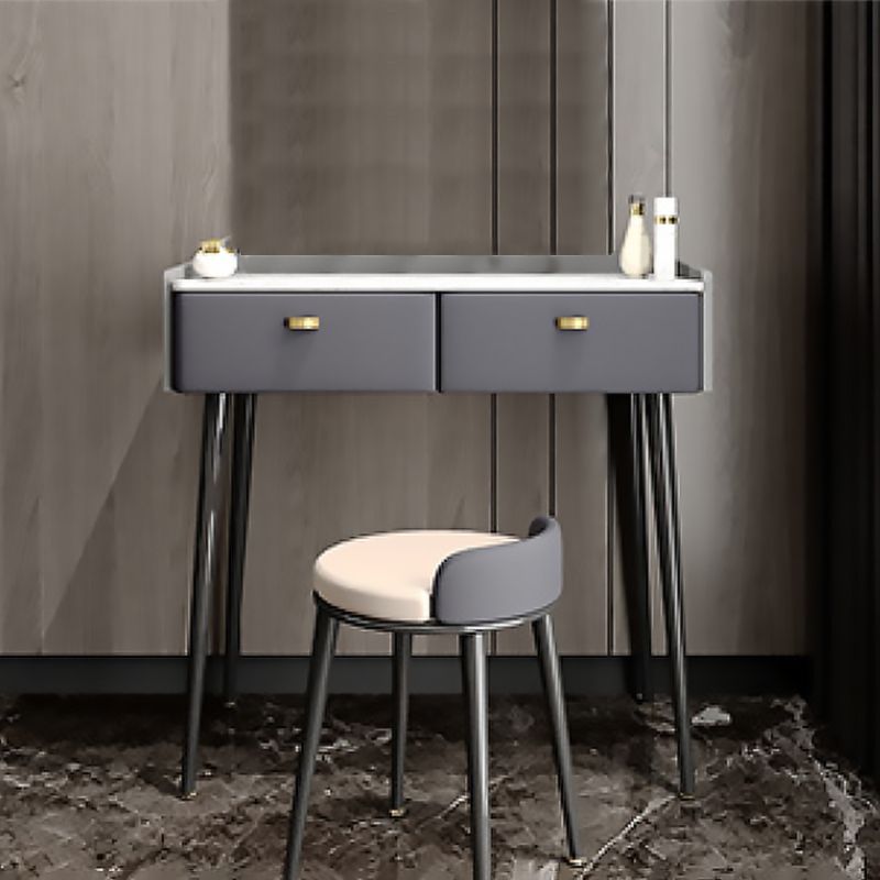 Base de metal de encimera de lámina de roca gris con tocador de 1/2 cajón