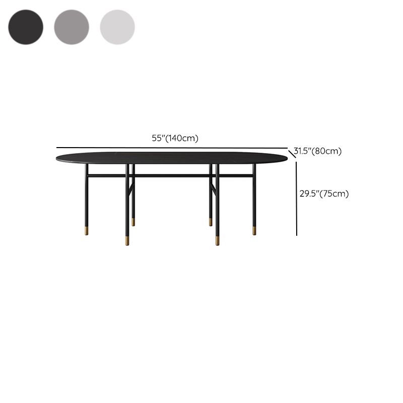 Contemporary Oval Dining Table Stone Dining Table with Iron Base Clearhalo 'Dining Tables & Seating' 'Dining Tables' 'dining_table' 'furn' 'furn_dining_table' 'Furniture' 'Kitchen & Dining Furniture' 1200x1200_69cc05c6-005a-4bd6-854e-56ff4bce3090