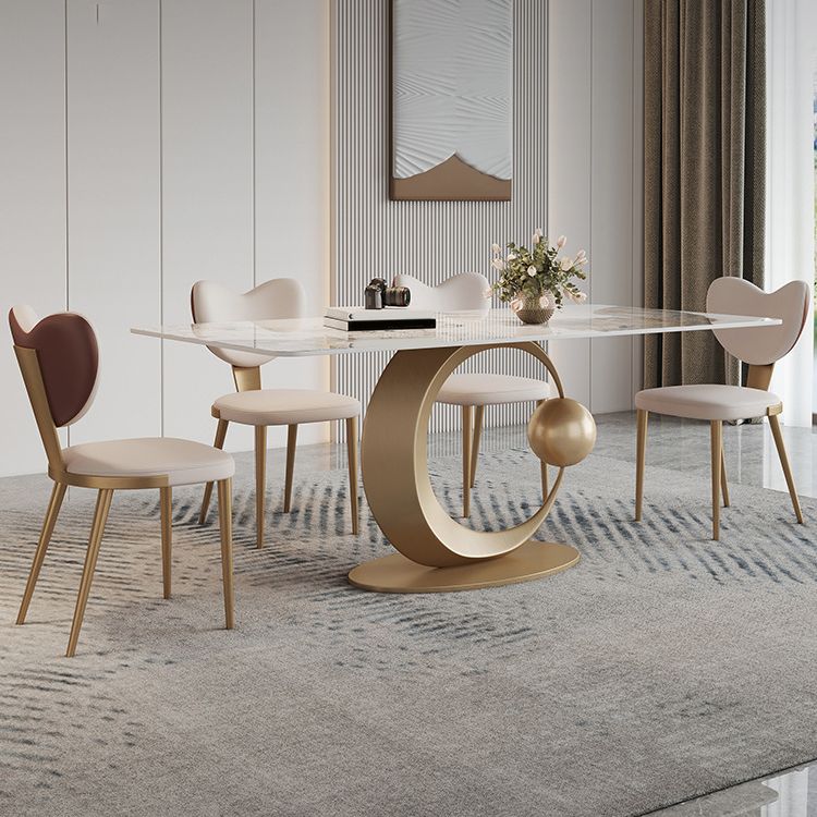 Luxurious 1/2/3/5/6/7 Pieces Rectangle Dining Set Sintered Stone Top Dinette Table Set