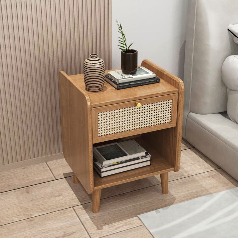 Cassetto del tavolo da notte in legno massiccio moderno da 19 pollici H comodino da letto con gambe