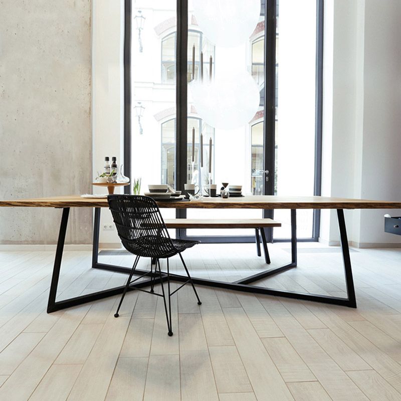 Rectangle Trestle Base Industrial Dining Table Solid Wood Fixed Table for Home Clearhalo ' dining_table' 'Dining Tables & Seating' 'Dining Tables' 'furn' 'furn_dining_table' 'Furniture' 'furniture_dining_table' 'Kitchen & Dining Furniture' 'kitchen&dining_furn' 'kitchen' 'kitchen_dining_table' 1200x1200_69d0a657-a8f3-4a1f-b847-53f5febb419c