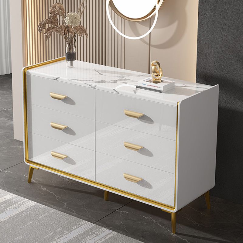 Cassa di legno in oro in oro in stile glam con cassetti multipla