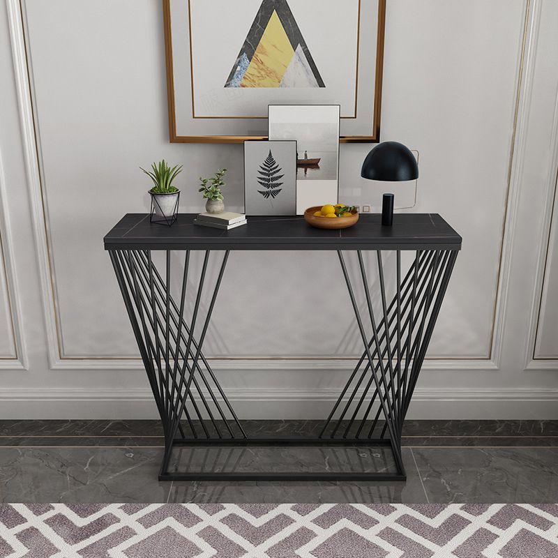Modern Stone Console Sofa Table Rectangle Iron End Table for Hall Clearhalo 'Console Tables' 'console_tables' 'Entry & Mudroom Furniture' 'furn' 'furn_console_tables' 'Furniture' 1200x1200_69d0f7a3-0e41-4ced-a656-b5165f7ada46