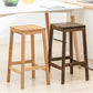Contemporary Wood Stool Backrest Backless Bamboo Counter Stool with 4 Legs