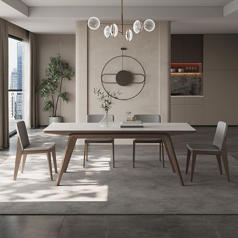 Modern Rectangle Dining Table Sintered Stone Table with Wooden Legs Clearhalo 'Dining Tables & Seating' 'Dining Tables' 'dining_table' 'furn' 'furn_dining_table' 'Furniture' 'Kitchen & Dining Furniture' 1200x1200_69d11b4b-cacb-478c-87a4-4830072ea16c