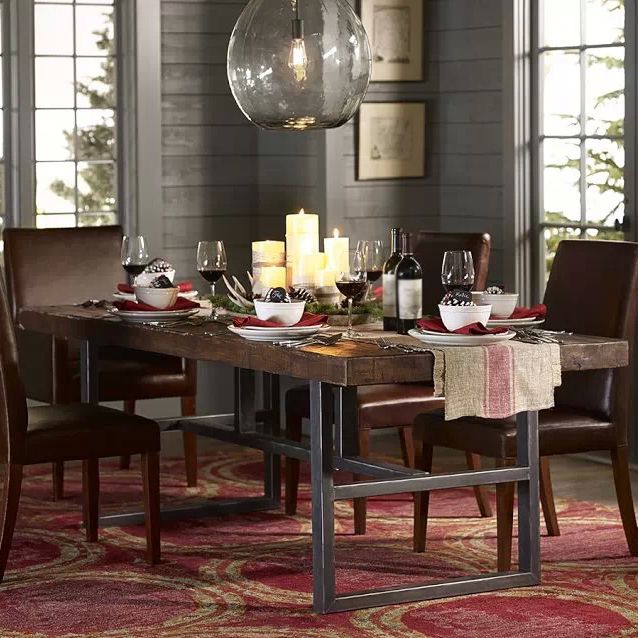 Tavolo da pranzo rettangolare in stile moderno medioevali in legno